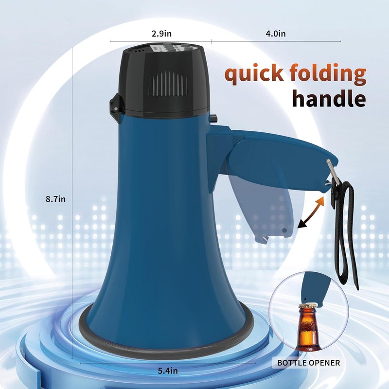 Flydot Megaphone with Speaker Microphone Siren and 240-Second Recording Bullhorn Includes Volume Control for Outdoor Events and Crowd Management - Image 3